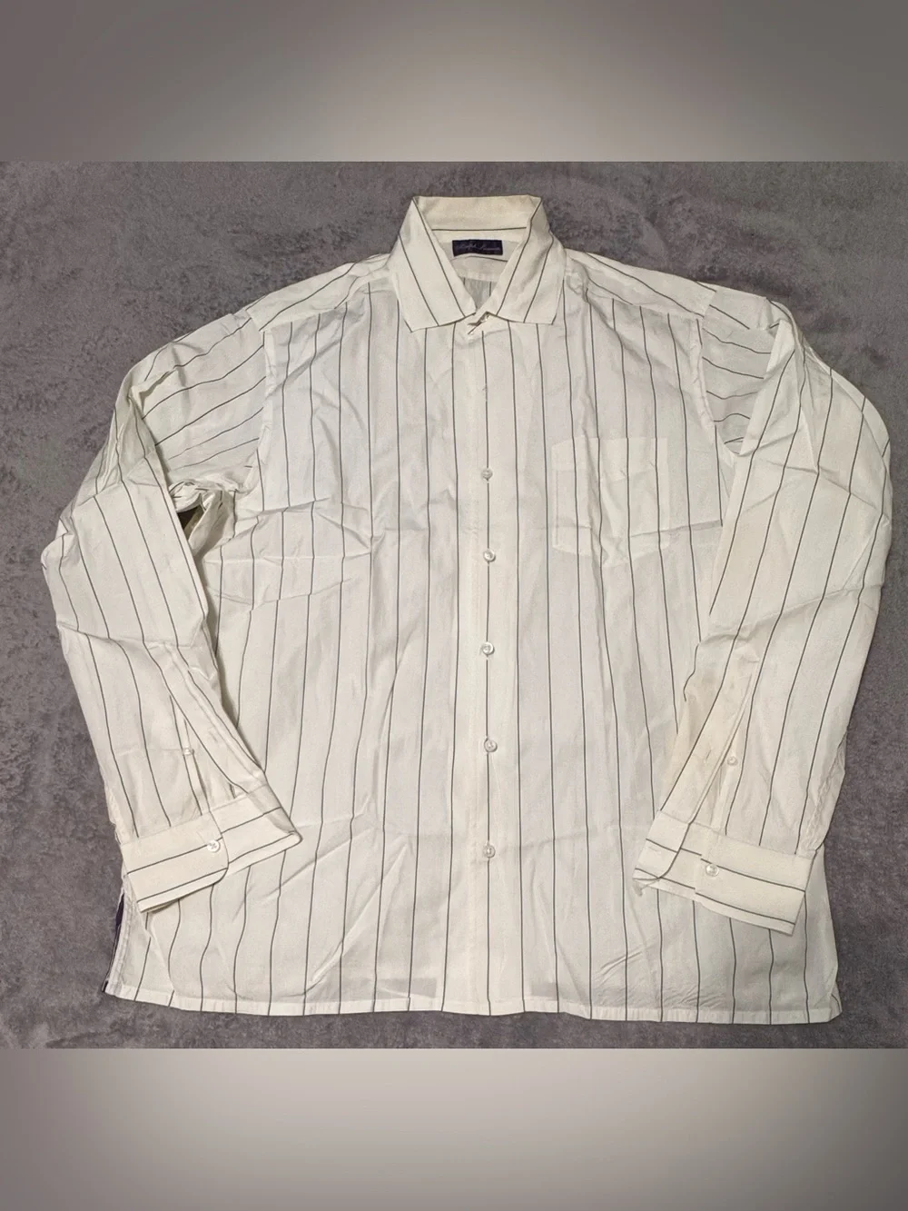 Ralph Lauren Purple Label Men's XL Green Stripe Dress Shirt Made in Italy Cotton